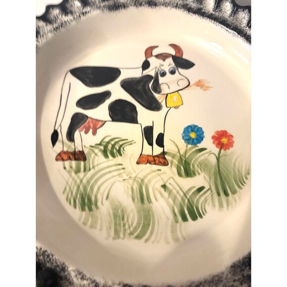 Pie or Quiche Dish 11" With Picture of a adorable Cow  # 2993 - Picture 3 of 4